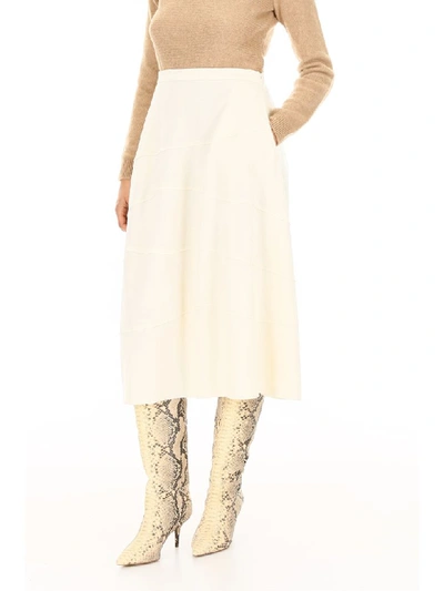Shop Jil Sander Wool Skirt In Naturalbeige (white)
