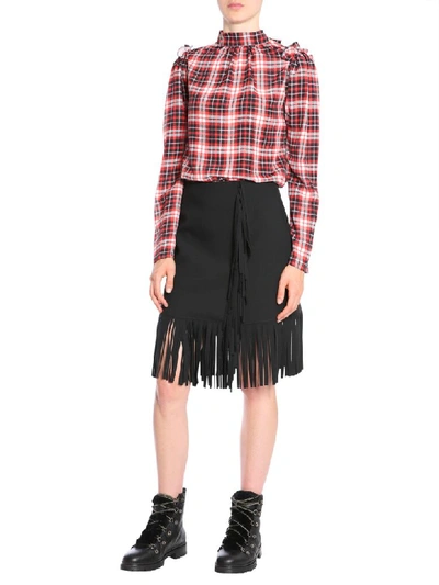 Shop Msgm Check Shirt In Multicolor