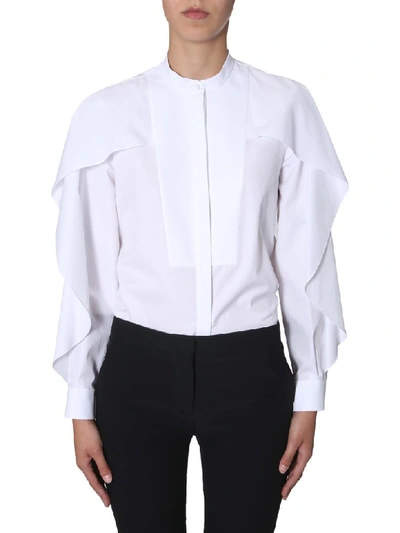 Shop Alexander Mcqueen Shirt With Ruches In Bianco