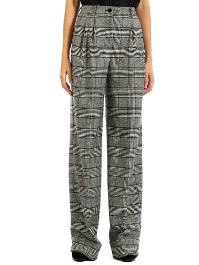 Shop Dolce & Gabbana Trousers Prince Of Wales In Grey