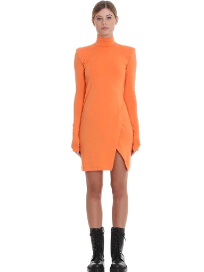 Shop Heron Preston Jersey Dress Dress In Orange Cotton