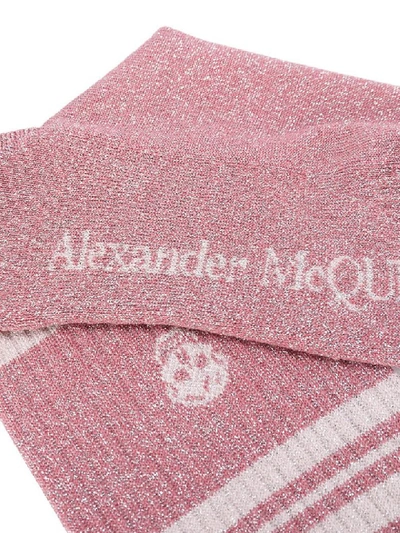 Shop Alexander Mcqueen Socks Stripe Skull In Roseate/pink