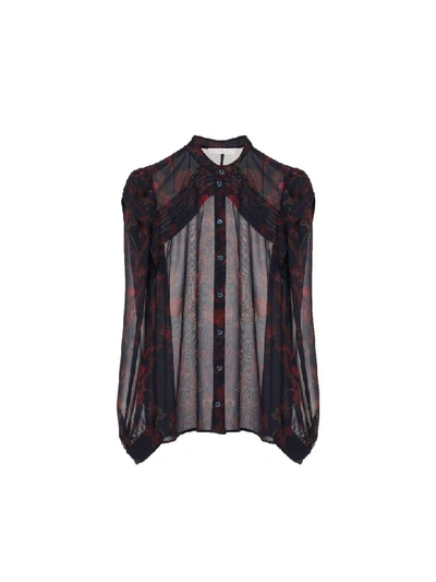 Shop Chloé Printed Silk Blouse In Zb Multicolor Blue