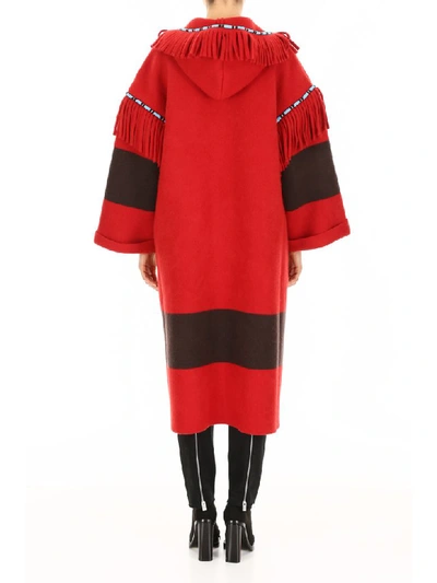 Shop Alanui Felt Coat With Embroidery In Red Multi (red)