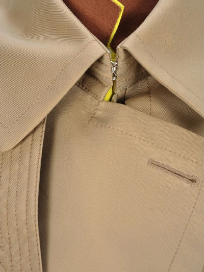 Shop Sacai Layered Trench Jacket In Beige + Yellow