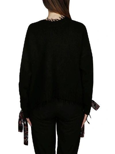 Shop Alanui Bandana Lace-up Sweater In Black