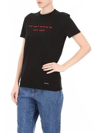 Shop Miu Miu Embroidered T-shirt In Nero (black)