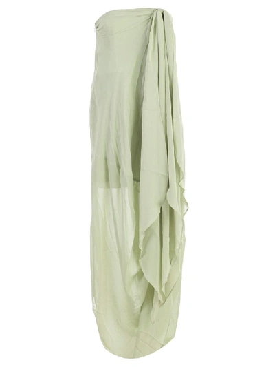 Shop Jacquemus Asymmetric Dress In Light Green