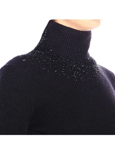 Shop Ermanno Scervino Turtleneck Sweater With Applications In Black
