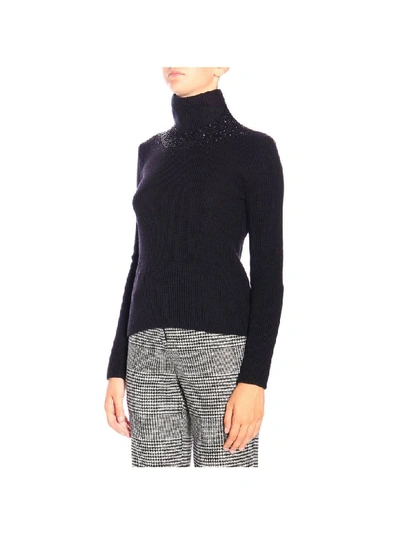 Shop Ermanno Scervino Turtleneck Sweater With Applications In Black