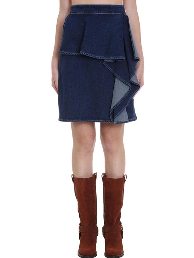 Shop See By Chloé Skirt In Blue Denim