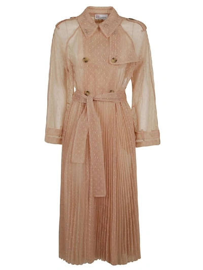 Shop Red Valentino Lace Pleated Trench In Nude