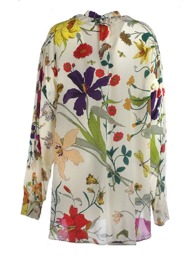 Shop Gucci Floral Print Blouse In Ivory
