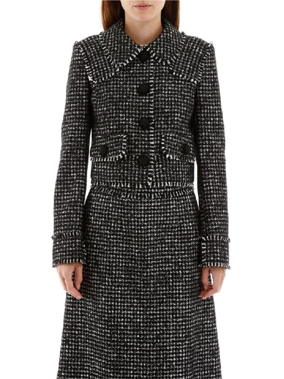 Shop Dolce & Gabbana Houndstooth Jacket In Fantasia Non Stampa (black)