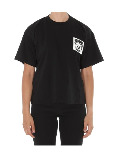 Shop Moschino Cputure Logo Teddy Tshirt In Black