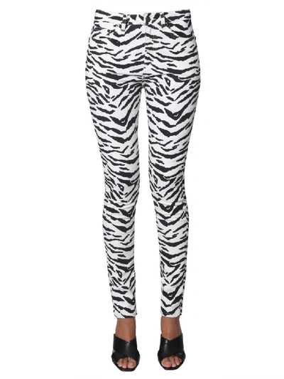 Shop Saint Laurent Zebra Print Jeans In Bianco