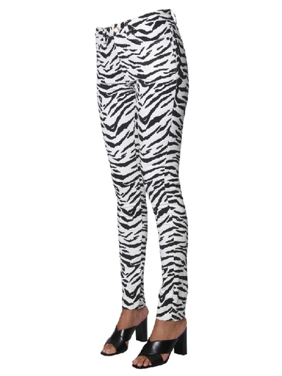 Shop Saint Laurent Zebra Print Jeans In Bianco