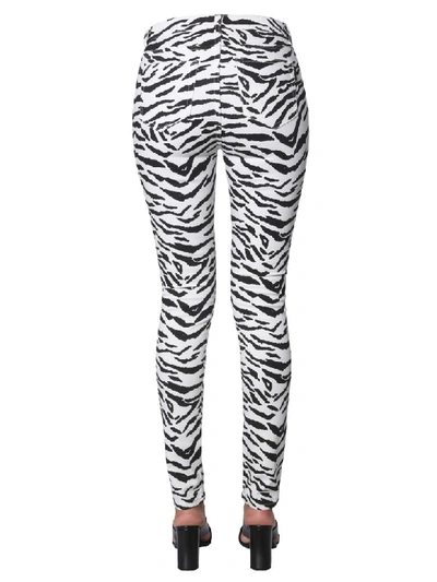Shop Saint Laurent Zebra Print Jeans In Bianco