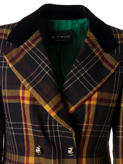 Shop Etro Double Breasted Coat In Multicolor