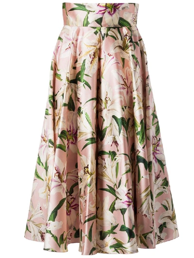 Shop Dolce & Gabbana Flower Print Pleated Skirt In Pink