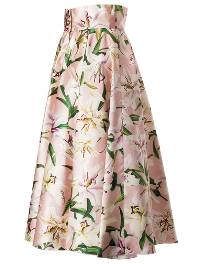 Shop Dolce & Gabbana Flower Print Pleated Skirt In Pink