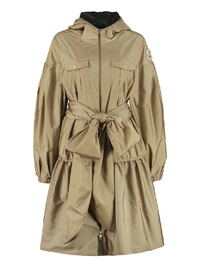 Shop Moncler Ellen Hooded Raincoat In Mud