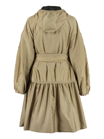 Shop Moncler Ellen Hooded Raincoat In Mud