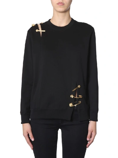 Shop Versace Sweatshirt With Safety Pin In Nero