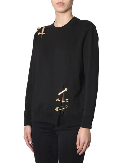 Shop Versace Sweatshirt With Safety Pin In Nero