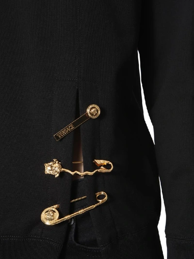 Shop Versace Sweatshirt With Safety Pin In Nero