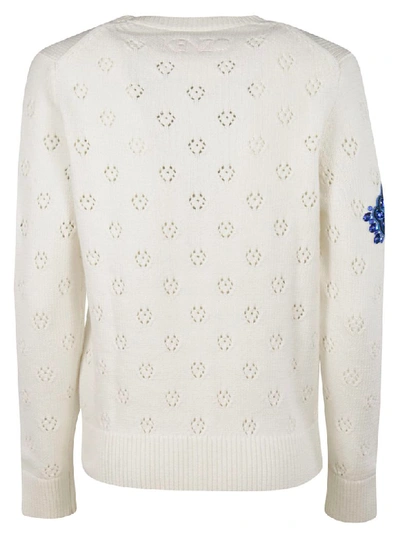 Shop Kenzo Embellished Flower Sweater In White