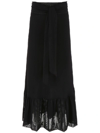 Shop Ganni Wrap Skirt In Black (black)