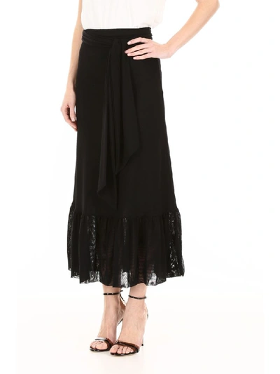 Shop Ganni Wrap Skirt In Black (black)