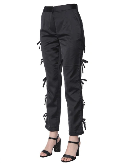 Shop Self-portrait Trousers With Bows In Nero