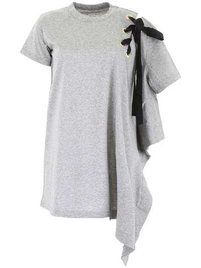 Shop Sacai T-shirt Dress In Light Grey (grey)