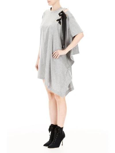Shop Sacai T-shirt Dress In Light Grey (grey)