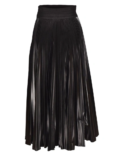 Shop Fendi Long Pleated Waist Fit Skirt In Black