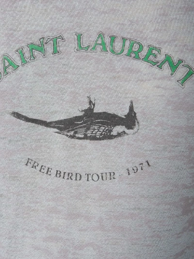 Shop Saint Laurent T-shirt With Bird Print In Grigio