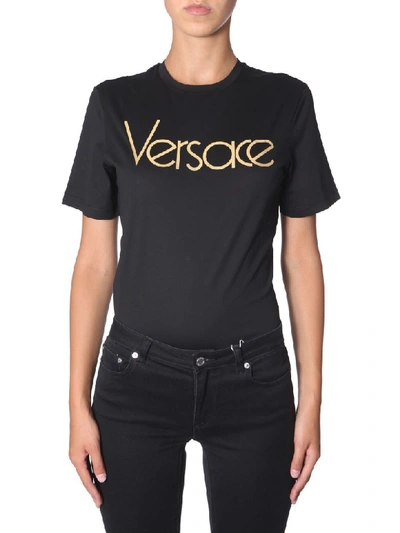 Shop Versace Round Neck T-shirt In Nero