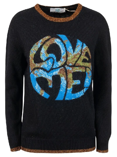 Shop Alberta Ferretti Love Me! Earth Print Sweater In Black/brown