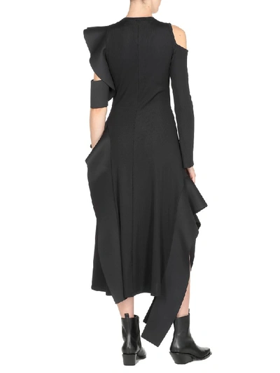 Shop Off-white Asymmetrical Dress In Black White