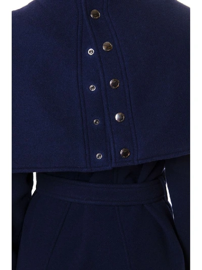 Shop Chloé Blue Wool Oversize Wrap Coat In Evening Blue