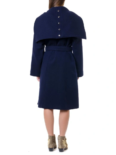 Shop Chloé Blue Wool Oversize Wrap Coat In Evening Blue