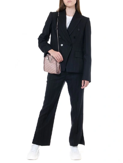 Shop Stella Mccartney Black Wool Pinstriped Double-breasted Blazer