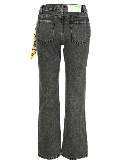 Shop Off-white Off White Foulard Belt Denim Jeans In Dark Grey