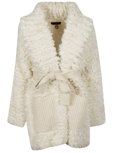 Shop Alanui Knitted Stiches Coat In White