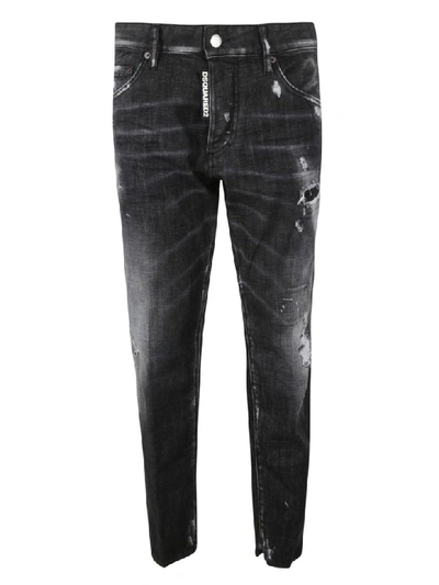 Shop Dsquared2 Distressed Jeans In Black