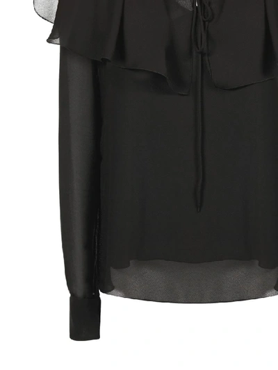 Shop See By Chloé Sheer Ruffle Blouse In Nero