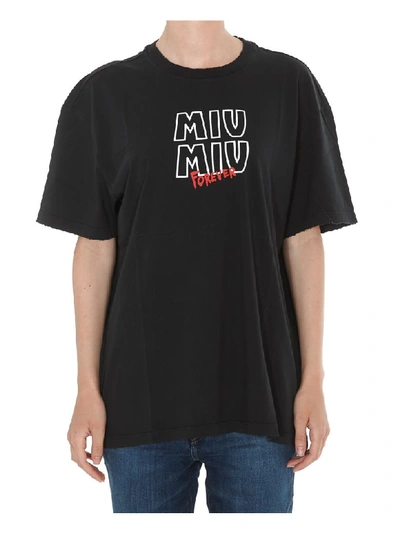 Shop Miu Miu T-shirt In Black