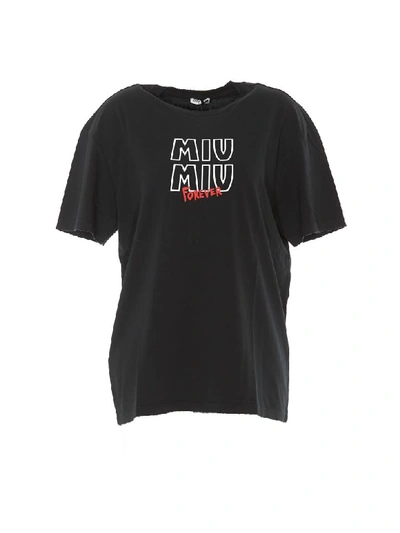 Shop Miu Miu T-shirt In Black